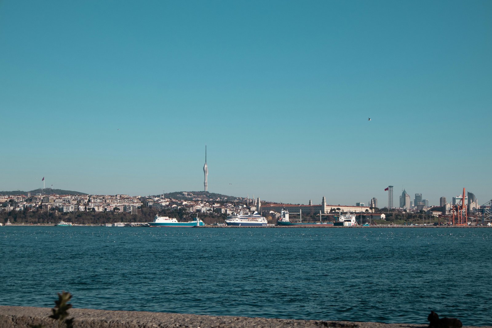 Vue sur le Bosphore et la skyline d’Istanbul en Turquie